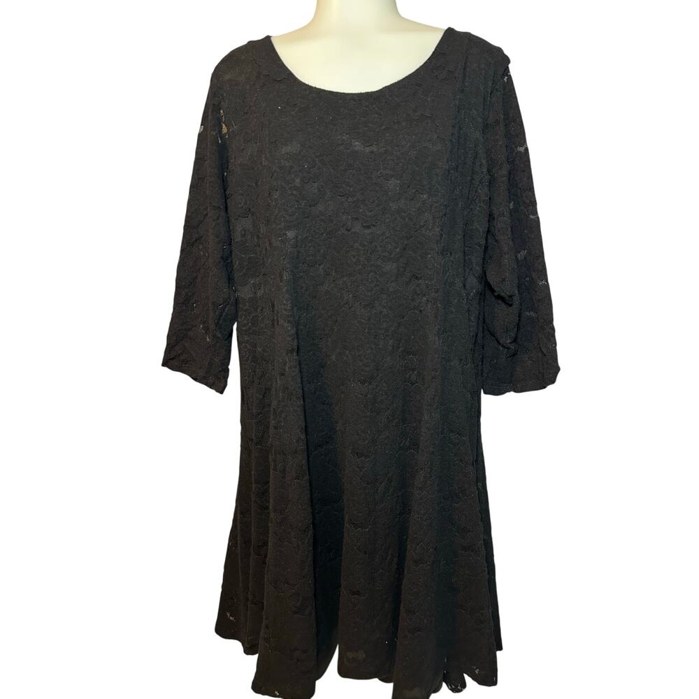 Torrid Dress Womens 3 US 22/24 Lace A-Line Babydoll Black Skater Scoop Neck